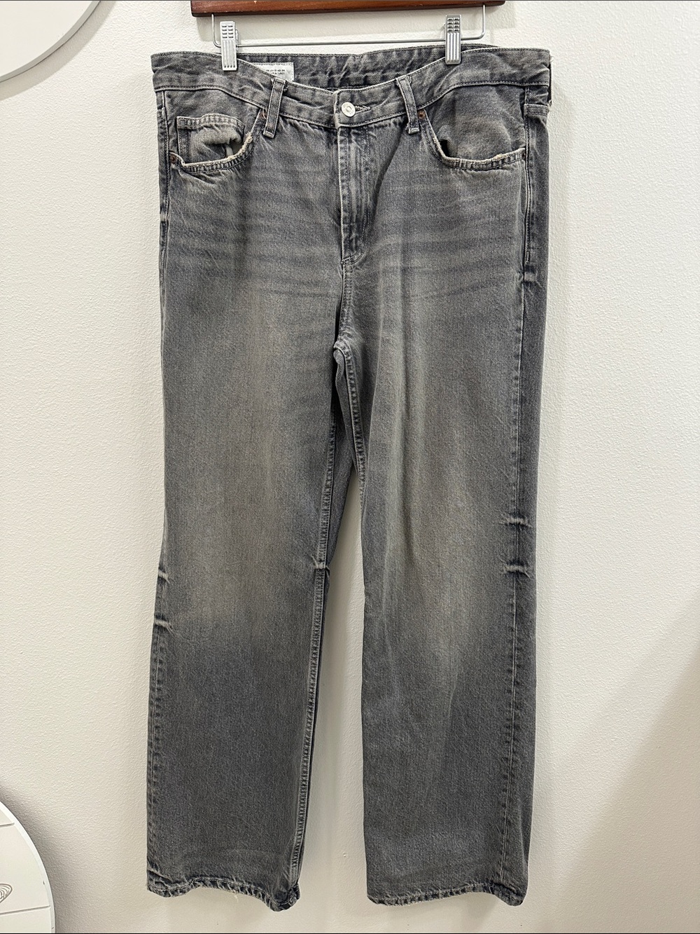 Zara Grey Washed Trendy Women’s Wide-Leg Jeans - size 12